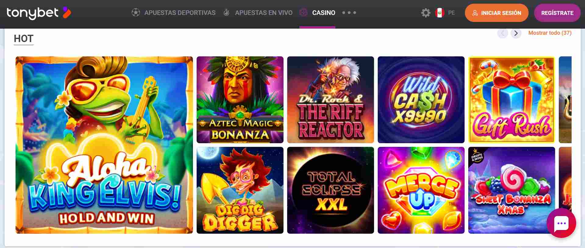 Juegos de casino Tonybet Perú