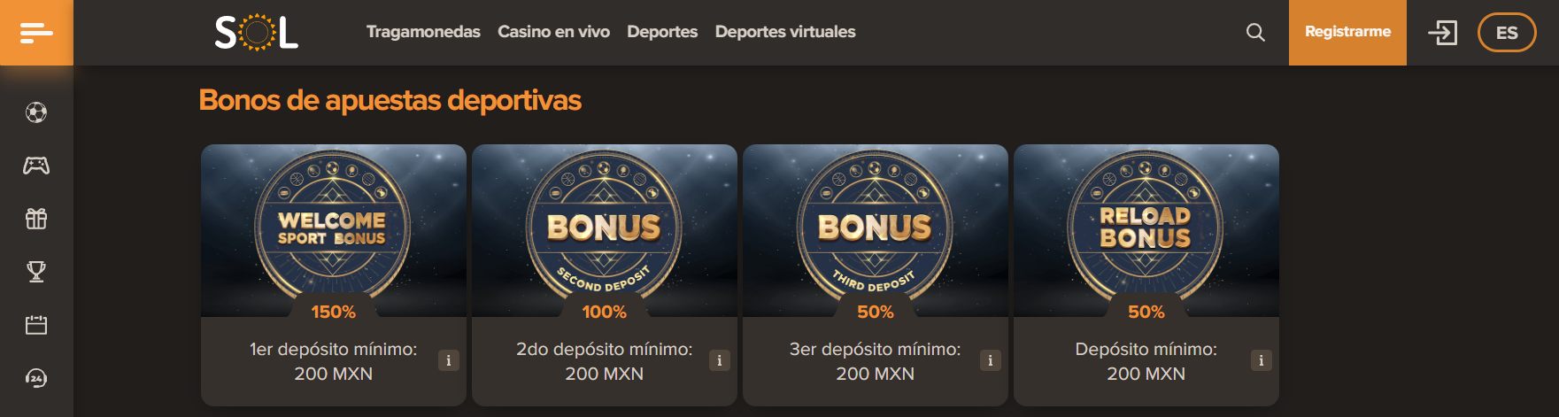 Promociones de Sol Casino MX