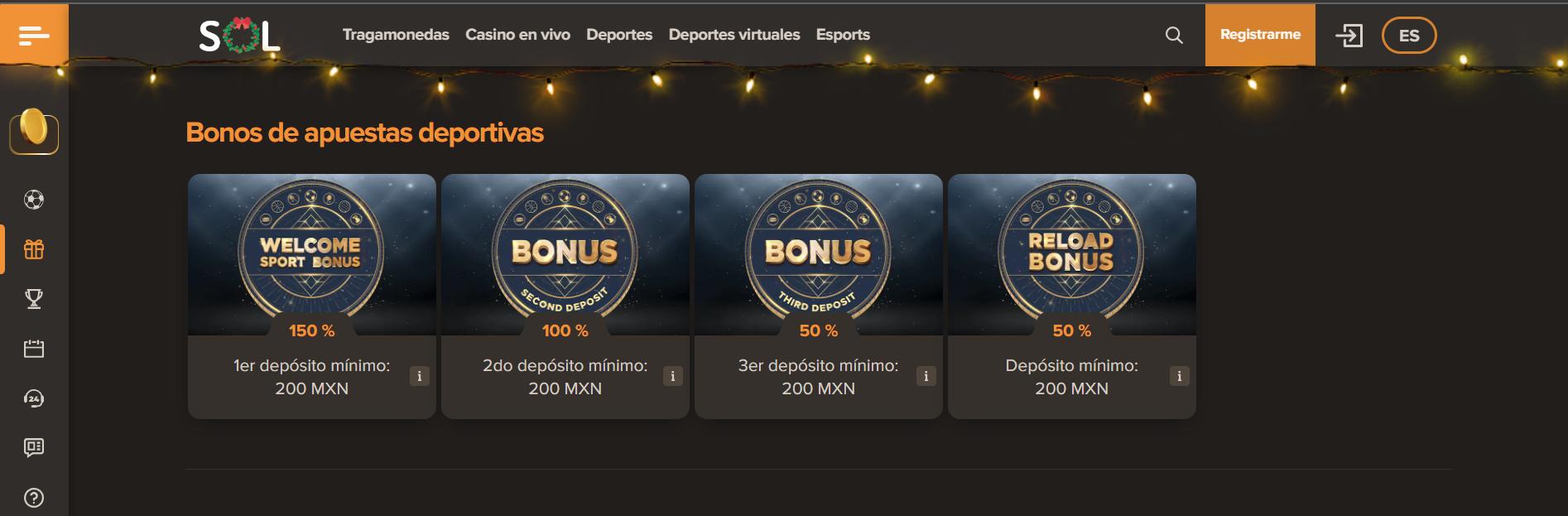 Sol Casino bonos y promociones