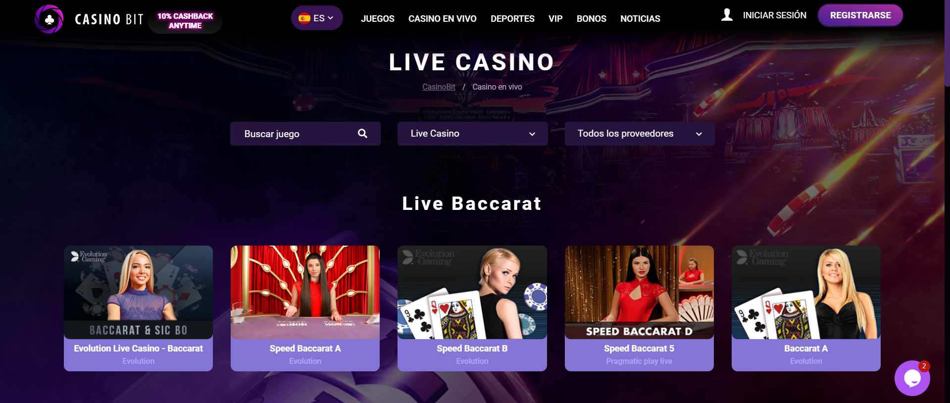 Casino Bit juegos en vivo