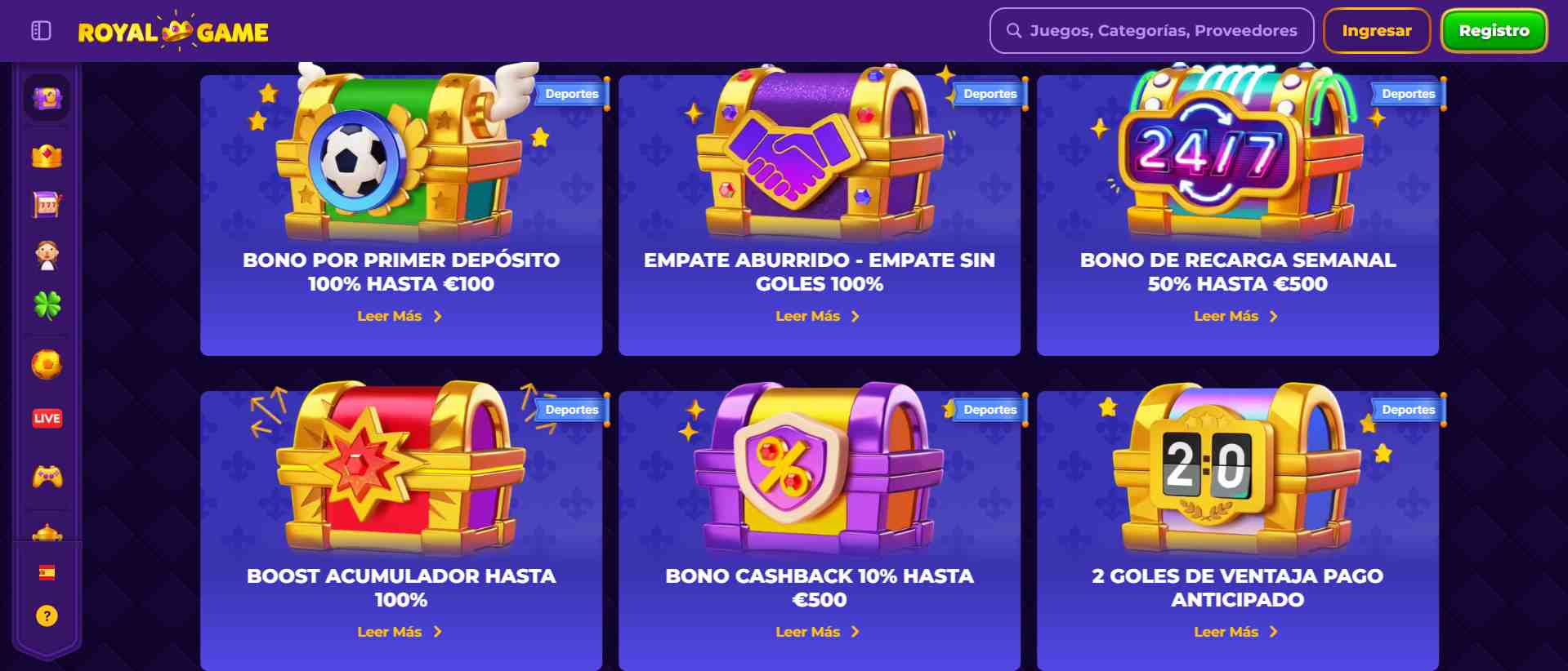 RoyalGame bonos y promociones