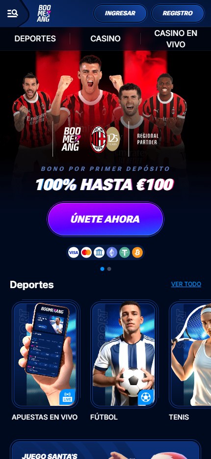 Boomerang-bet Bookmaker Spain(Mobile screen), apuestaes.tv