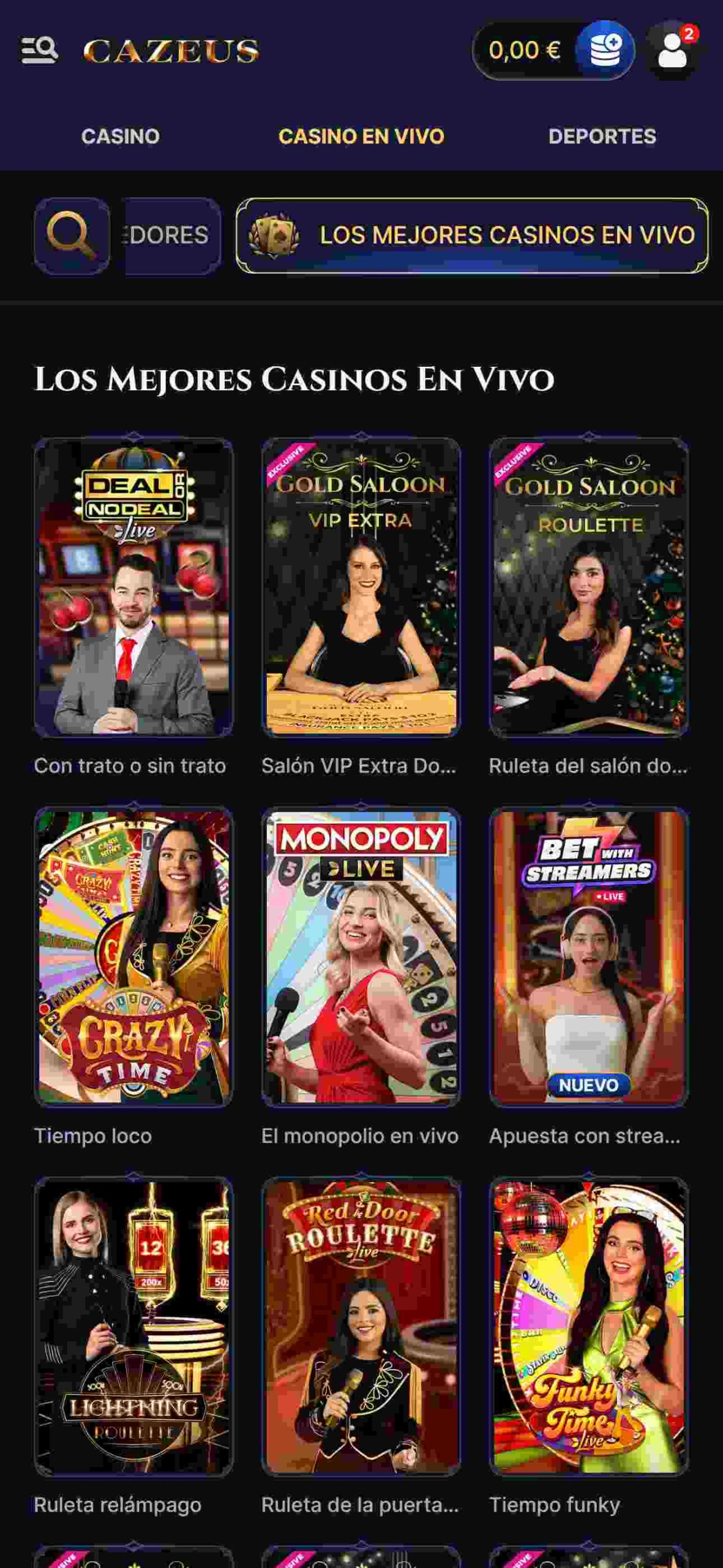 Cazeus casino en vivo