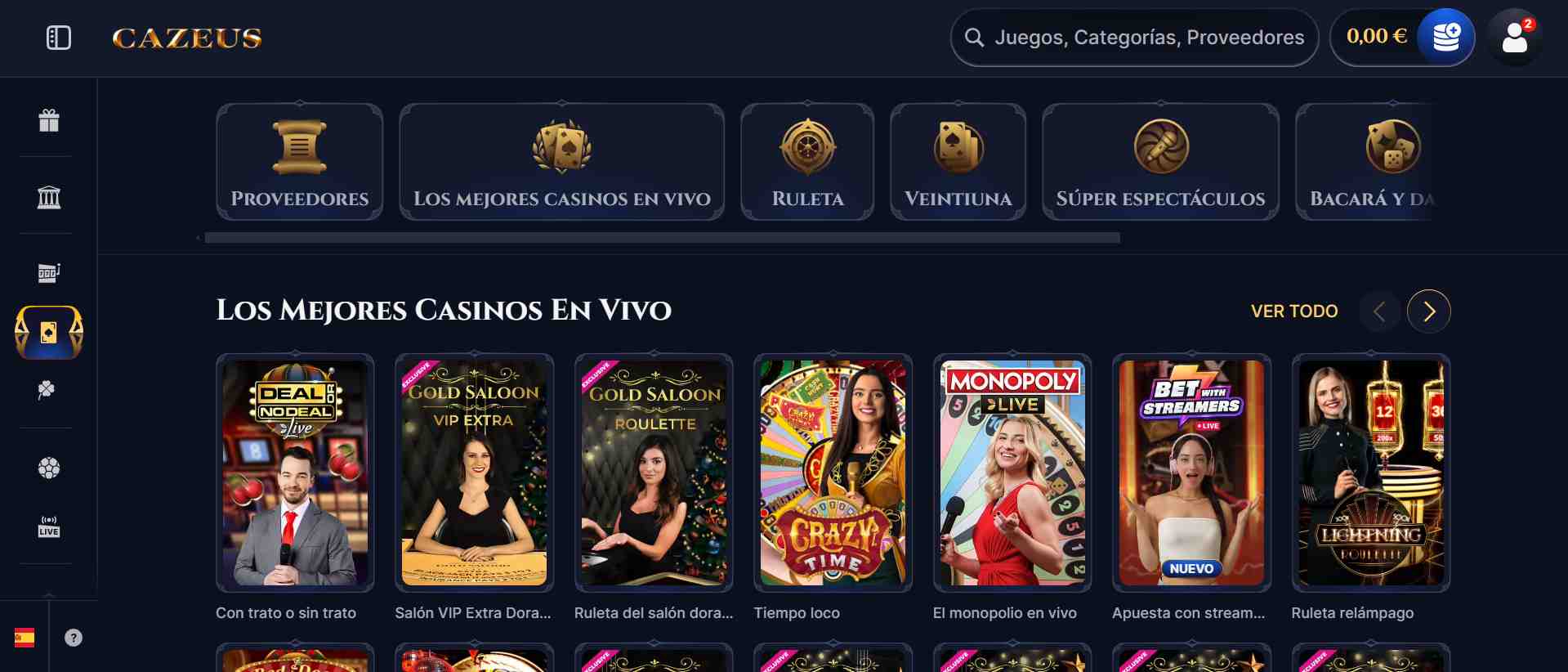 Cazeus casino en vivo