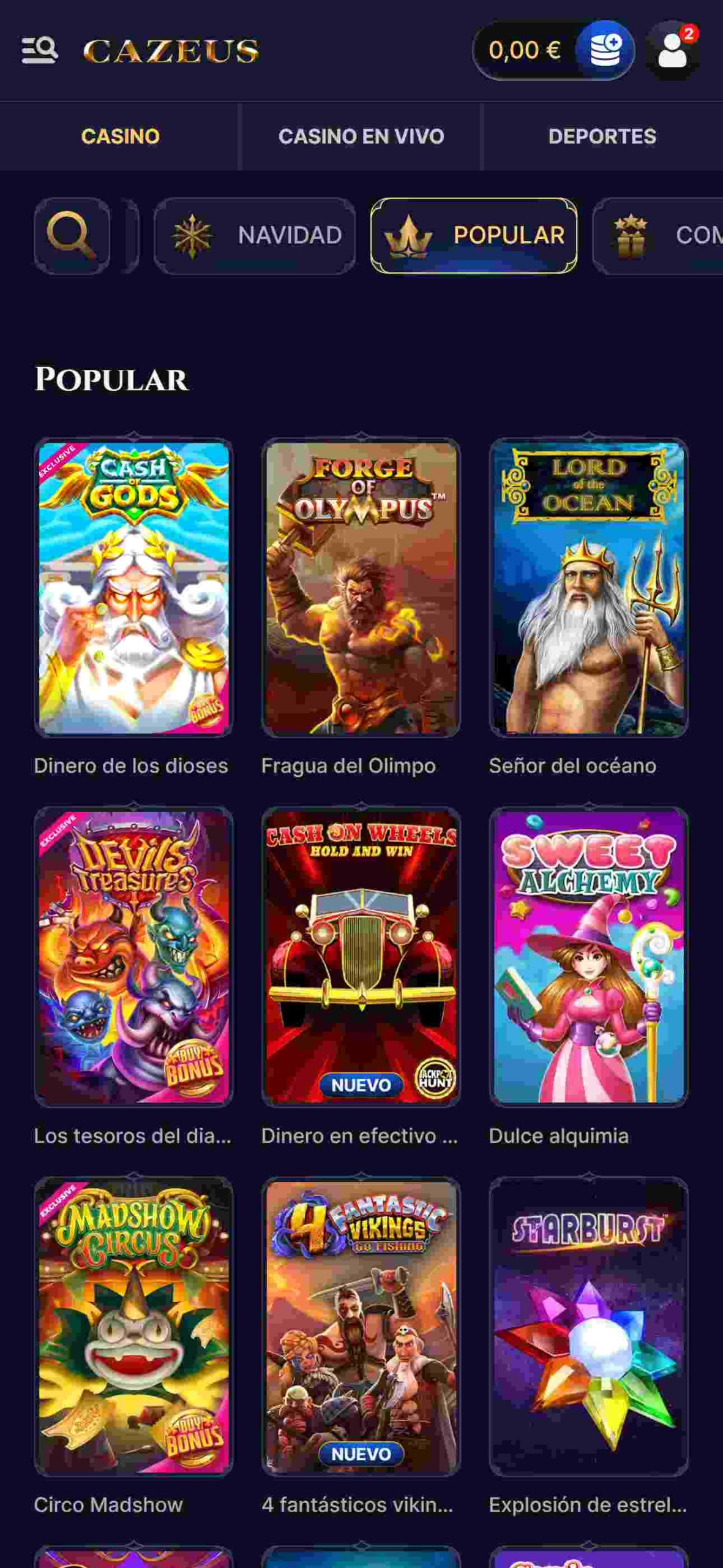 CaZeus juegos de casino