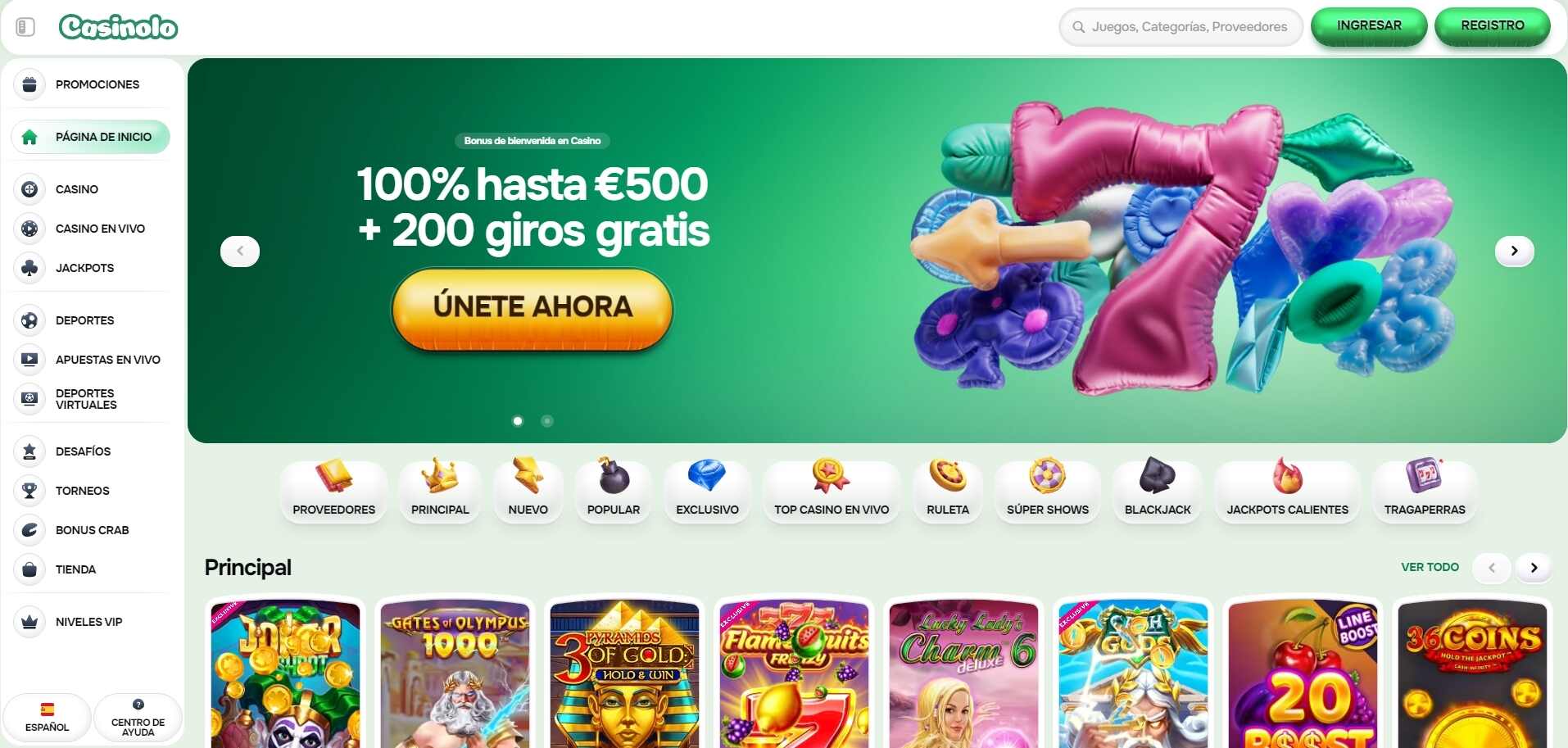 Homepage de Casinolo Casino