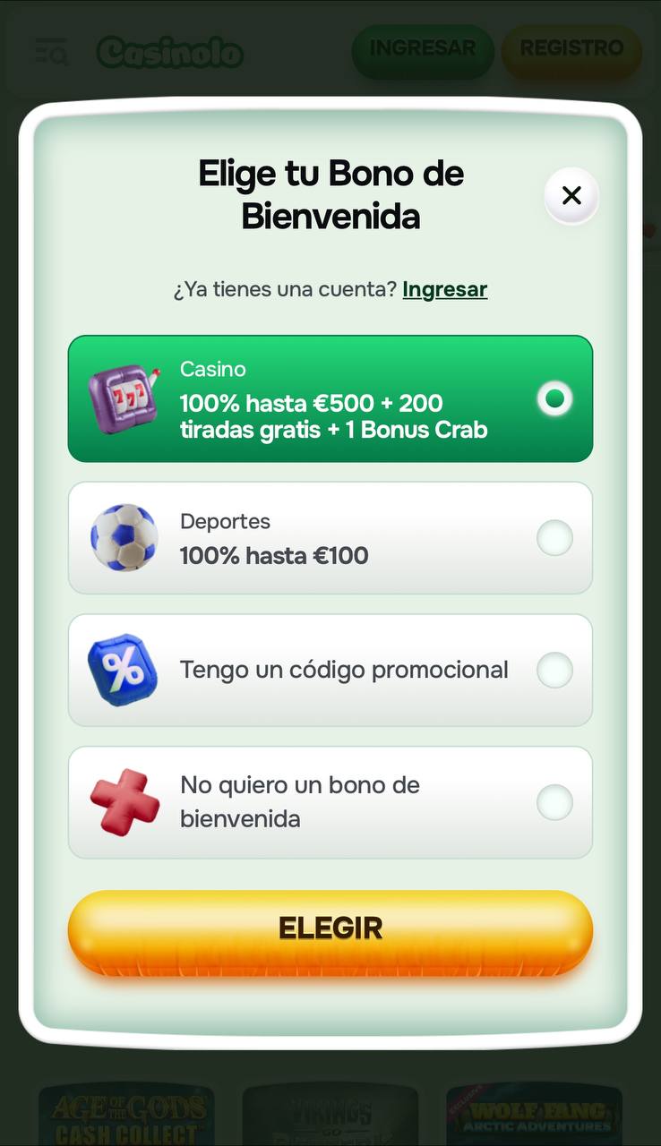 Formulario de registro en Casinolo Casino