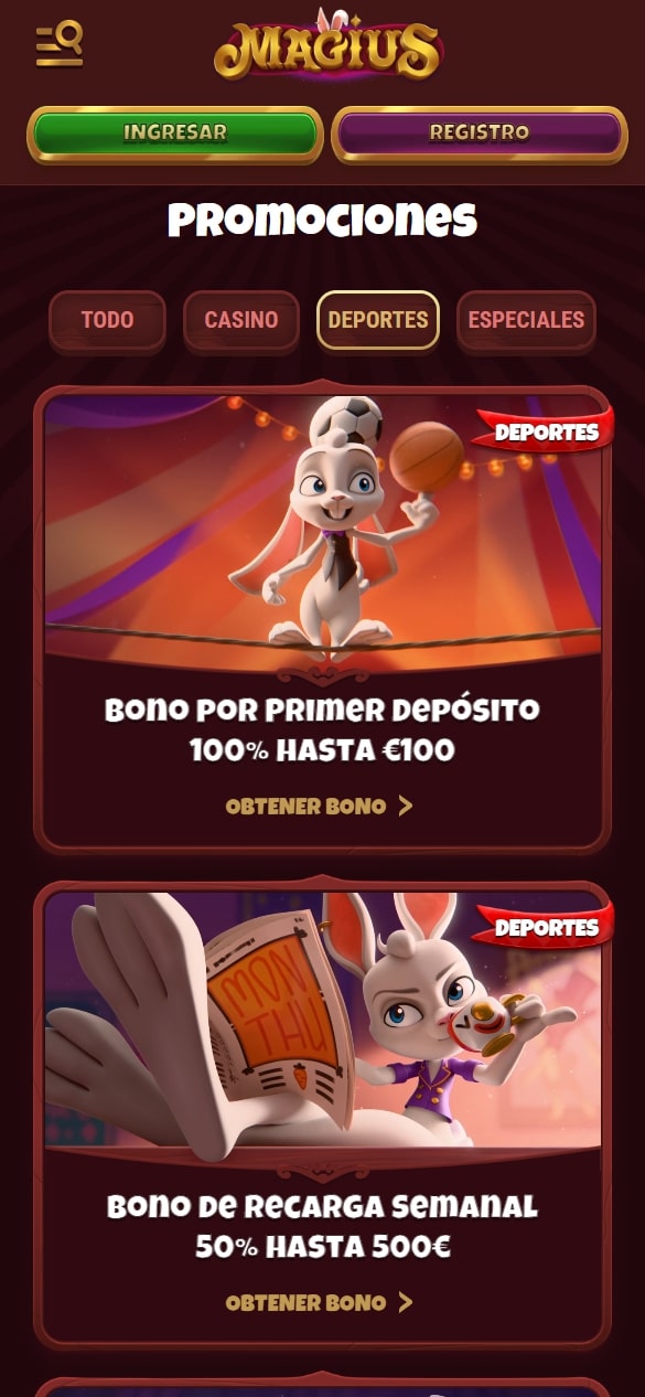 Magius promos y bonos de apuestas