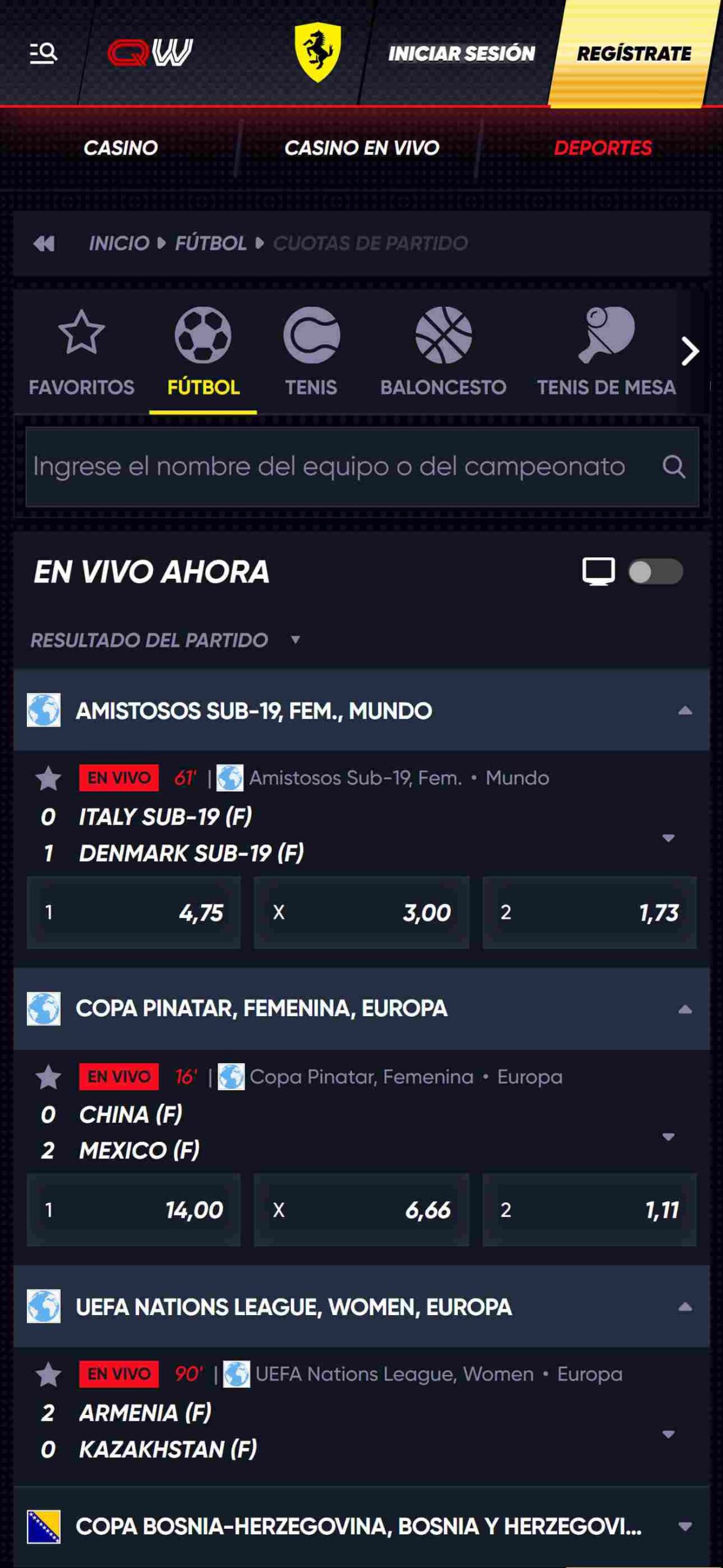 Quickwin apuestas en vivo