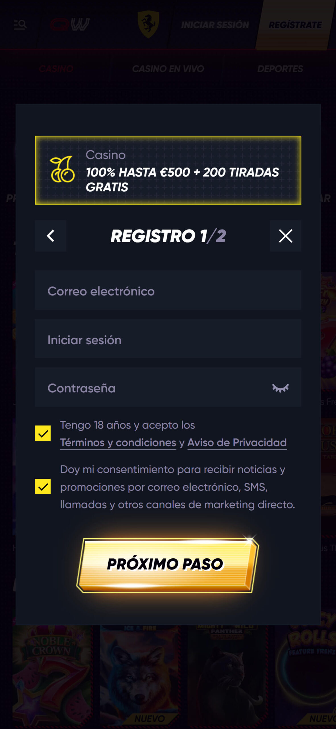 Quickwin registro