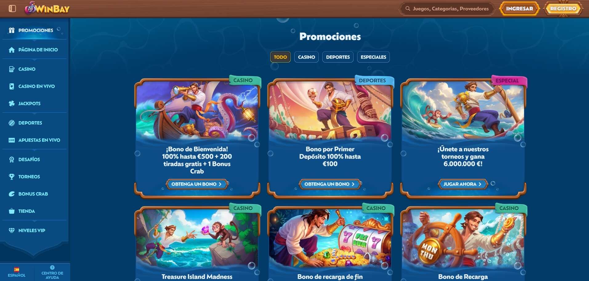 Promociones y ofertas en Winbay Casino