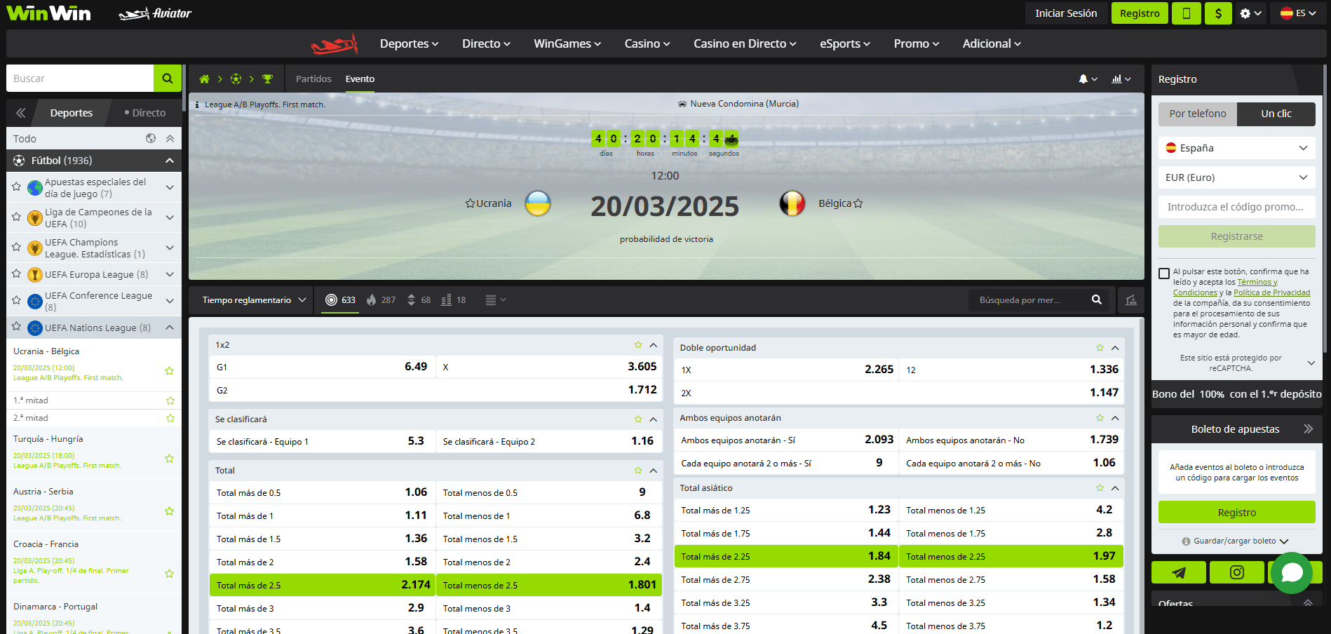 Apuestas de fútbol en WinWin.bet