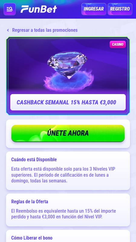 funbet weekly cashback bonus
