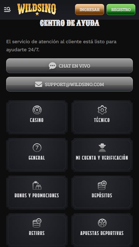 Wildsino help center
