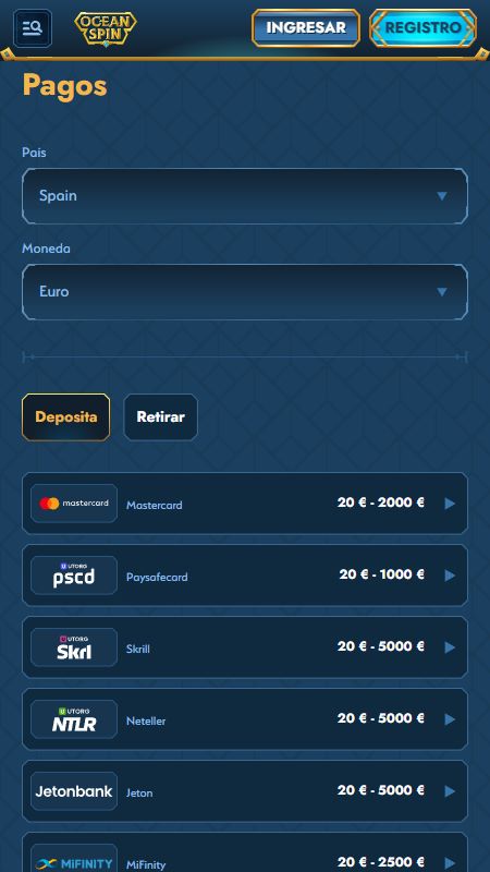 oceanspin payments