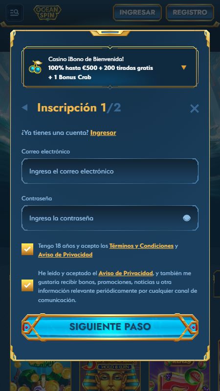 oceanspin register