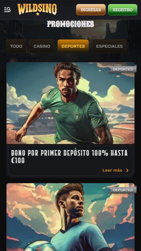 Promotions page on Wildsino