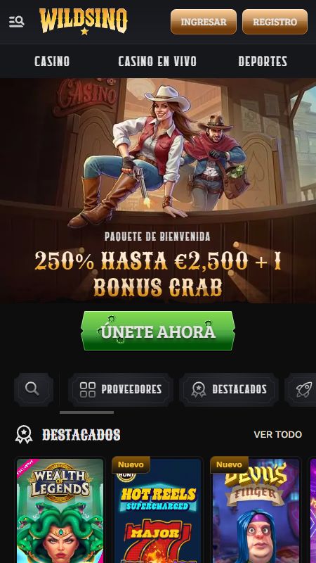 Online Wildsino homepage