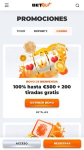 Bonos y promociones disponibles en BetRiot Casino España