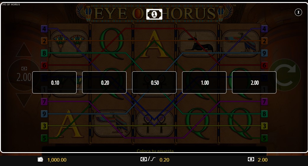 Cómo apostar en Eye of horus online