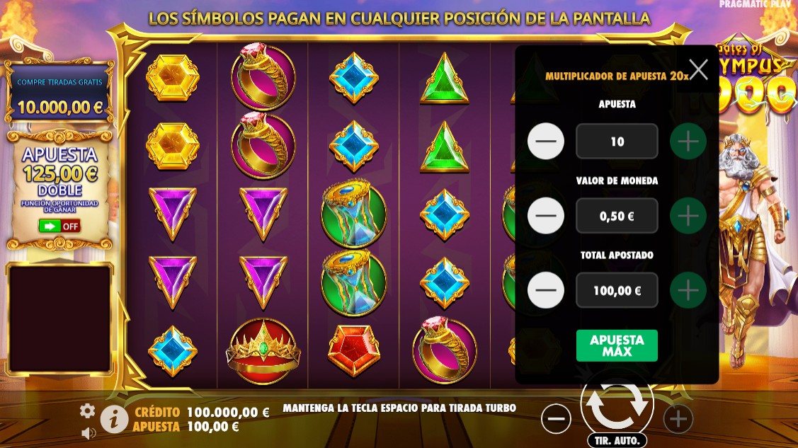 Apuesta máxima en Gates of Olympus 1000