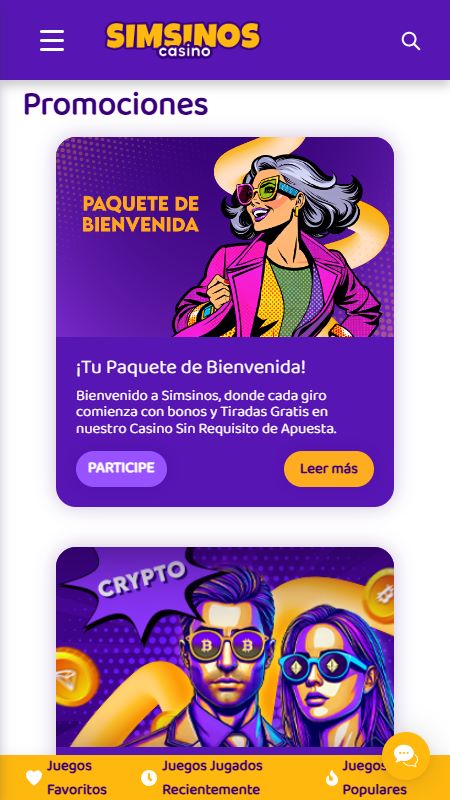 Bonos y promociones de Simsinos