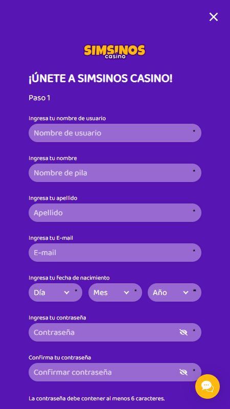 Crear una cuenta en Simsinos