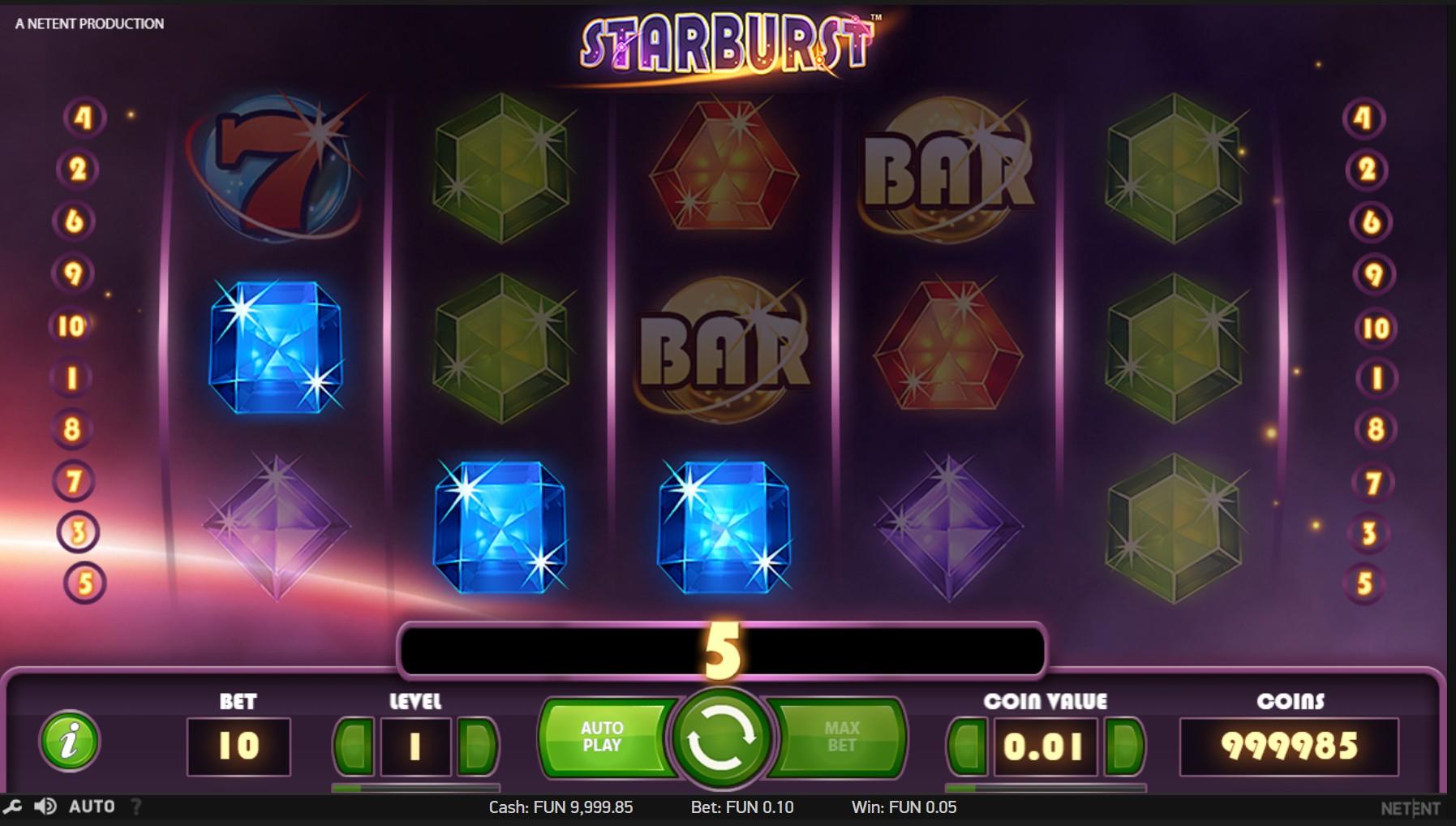 Pagos del tragaperras Starburst